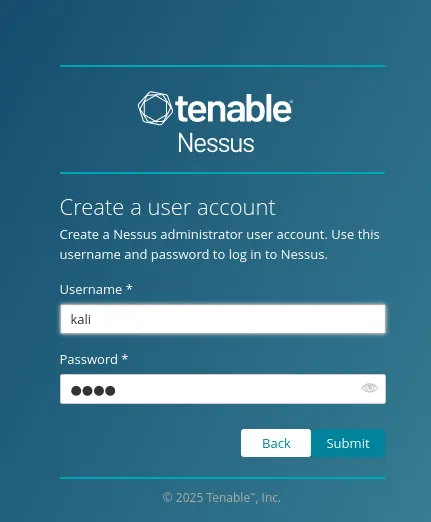Nessus User Account Screen