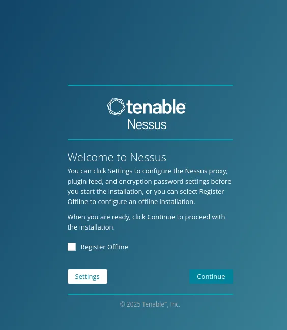 Nessus Welcome Screen